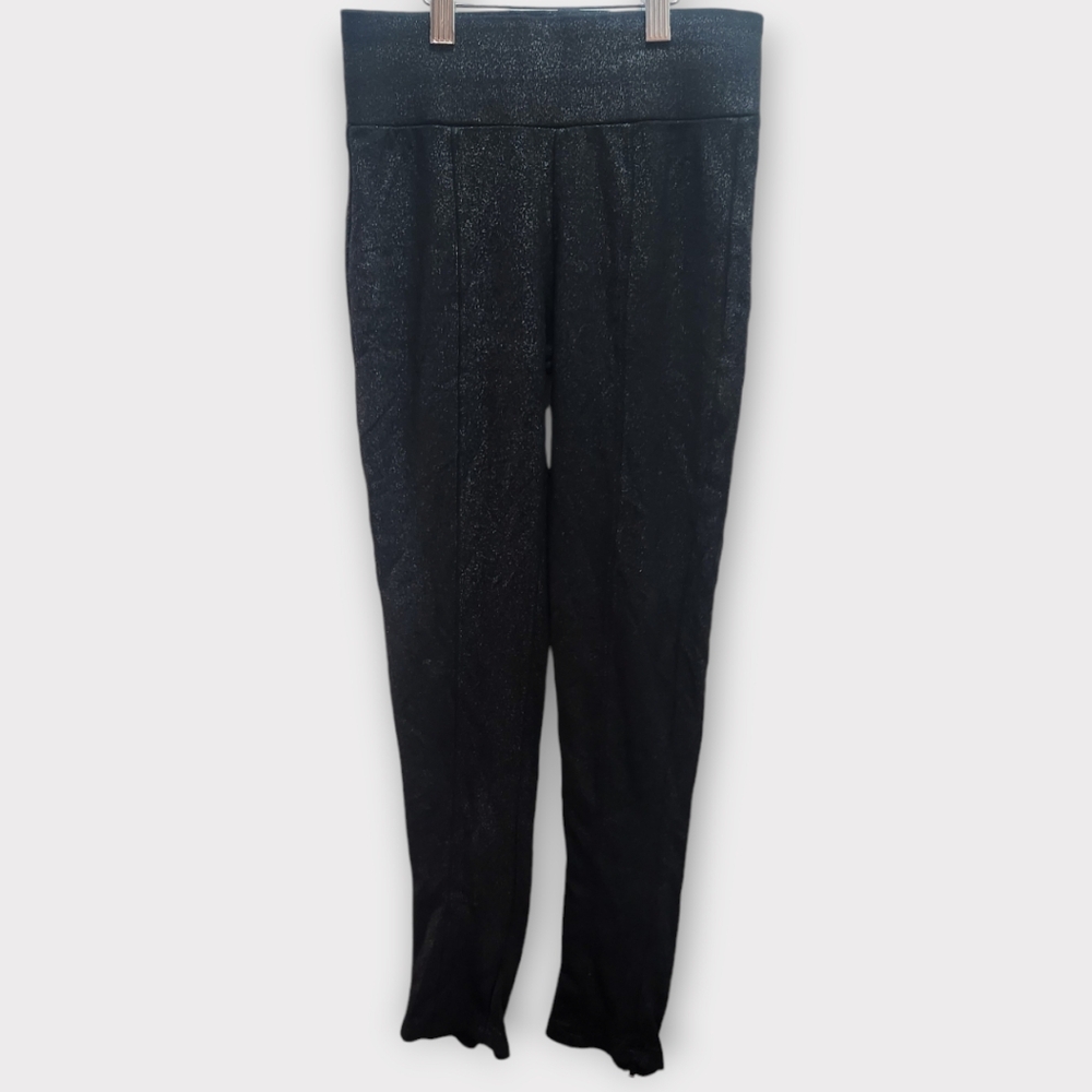 ZARA basic thick leggings black shimmer zippers on the bottom